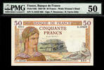 50 Francs 1940 France  Pick-85b About UNC PMG 50 Rare