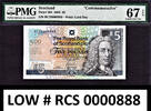 UK (Great Britain) 2005 Scotland Commemorative £5 LOW Serial RCS 0000888 P-364 GEM UNC PMG 67 EPQ