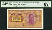 10 francs Katanga Pick-5a SUPERB UNC PMG 67 EPQ -
