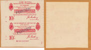 UK (Great Britain) 10 Shillings 1914 England Bradbury UNCUT  Stamped FORGED Old Period UNC