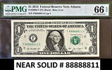 USA One Dollar 2013 Federal Reserve  Lucky Near SOLID # 88888811 GEM UNC... 254,86 EUR  Excl. 19,60 EUR Verzending