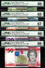 UK (Great Britain) 50 Pound Jersey 1, 5, 10, 20 2010 MATCHING LOW # 000733 GEM UNC PMG 65 - 67 EPQ