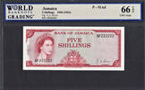 5 Shillings Jamaica  1960 (1964) QEII SOLID # GF 222222 P-51Ad GEM UNC WBG 66 TOP