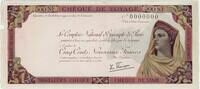 FRANCE 500 NF travel cheque, SPECIMEN No 0000000 1-/2+ 125,00 EUR  Excl. 10,00 EUR Verzending