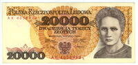 POLAND / POLEN 20.000 zlotych 1989 series AK 46......., Maria Skłodowska... 400,00 EUR  Excl. 10,00 EUR Verzending