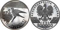POLAND / POLEN 300.000 zlotych 1993 Jaskolki, Hirundinidae PP 195,00 EUR  Excl. 10,00 EUR Verzending