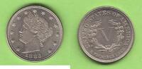 USA 5 Cents ohne Angabe CENTS, toll erhalten, selten in dieser Qualität -