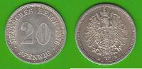 Kaiserreich 20 Pfennig sehr hübsch -