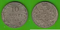 Polen unter Russland 10 Groszy Nikolaus I. 1825-1855, sehr hübsch -