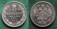 Russland 20 Kopeken Alexander II. 1855-1881, hübsch -