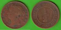 Straits Settlements 1/2 Cent Victoria 1837-1901, seltener Jahrgang -