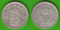 Norwegen 10 Öre Oscar II. 1872-1905, hübsch -
