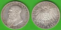 Sachsen-Meiningen 3 Mark Georg II. 1866-1914, auf seinen Tod, sehr hübsch -