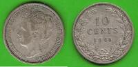 Niederlande 10 Cents Wilhelmina I. 1890-1948, hübsch -