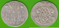 Württemberg 1/6 Taler Karl Eugen 1744-1793, hübsch, selten -