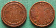Russland 3 Kopeken Nikolaus I. 1825-1855, Warschau, sehr selten -