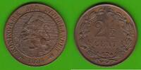 Niederlande 2 1/2 Cent Willem III. 1849-1890, Koning Gorilla, hübsch -