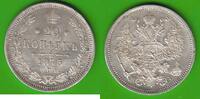 Russland 20 Kopeken Alexander II. 1855-1881, hübsch -