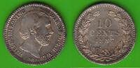 Niederlande 10 Cents Willem III. 1849-1890, Koning Gorilla, hübsch -