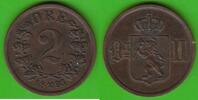 Norwegen 2 Öre Oskar II. 1872-1907, hübsch -