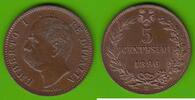 Italien 5 Centesimi Umberto I. 1878-1900, toll erhalten, selten -