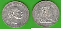 Österreich-Ungarn 5 Korona Franz Joseph I. 1848-1916, Krönungsjubiläum, sehr hübsch -
