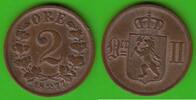 Norwegen 2 Öre Oscar II. 1872-1905, überdurchschnittlich -