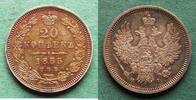 Russland 20 Kopeken Nikolaus I. 1825-1855, toll erhalten, selten in dieser Qualität -