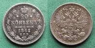 Russland 20 Kopeken Alexander II. 1855-1881, hübsch -