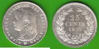 Niederlande 25 Cents Wilhelmina 1890-1948., toll erhalten, selten in dieser Qualität -