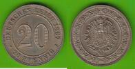 Kaiserreich 20 Pfennig hübsch -