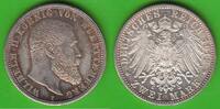 Württemberg 2 Mark Wilhelm II. 1891-1918, Prachtstück -