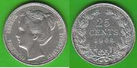 Niederlande 25 Cents Wilhelmina I. 1890-1948, hübsch -