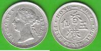 Hong Kong 5 Cents Victoria 1837-1901, hübsch -
