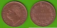 Italien 5 Centesimi Umberto I. 1878-1900, toll erhalten, selten -