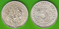 Weimarer Republik 3 Reichsmark Nordhausen, sehr hübsch -