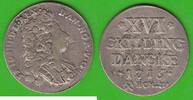 Norwegen 16 Skilling Frederik IV. 1699-1730, selten -