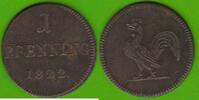 Frankfurt Judenpfennig 1822 Typ Hahn, h&uuml;bsch ss-vz/vz- 22,49 EUR  Excl. 4,00 EUR Verzending