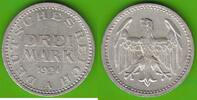 Weimarer Republik 3 Mark 1924 A h&uuml;bsch vz 44,95 EUR  Excl. 6,50 EUR Verzending