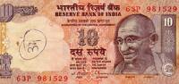 Inde 10 Rupees INDIA - PICK 89 a- 10 RUPEES - undated (1996) -