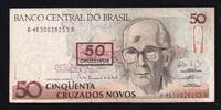Brésil 50 Cruzeiros BRAZIL - PICK 223 - 50 CRUZEIROS ABOVE 50 CRUZADOS NOVOS - ND 1990 -