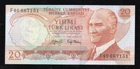 Turquie 20 Lira TURKEY - PICK 187 b - 20 LIRA - Not dated (1970) - PREFIXE F -
