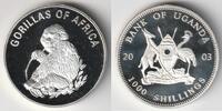 Ouganda 1.000 Shillings UGANDA - KM 102 - 1,000 SHILLING 2003 - GORILLA - SILVER-PLATED -