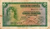 Espagne 5 Pesetas SPAIN - PICK 85 a - 5 PESETAS - 1935 (1936) -