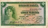 Espagne 5 Pesetas SPAIN - PICK 85 a - 5 PESETAS - 1935 (1936) -