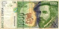Espagne 1.000 Pesetas SPAIN - PICK 163 - 1000 PESETAS - 12/10/1992 (1996) -