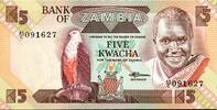 Zambie 5 Kwacha ZAMBIA - PICK 25 d - 5 KWACHA - 1980-88 - sign 7 -