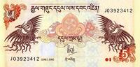 Bhoutan 1 Ngultrum BHUTAN - PICK 28 a - 5 NGULTRUM - 2006 -