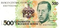 Brésil 500 Cruzeiros BRAZIL - PICK 226 b - 500 CRUZEIROS SUR 500 CRUZADOS NOVOS - ND 1990 -