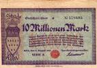 Allemagne 10 Millionen mark GERMANY - STADT KÖLN - RHEINLAND - 10 Millionen MARK - 08/09/1923 - series A -